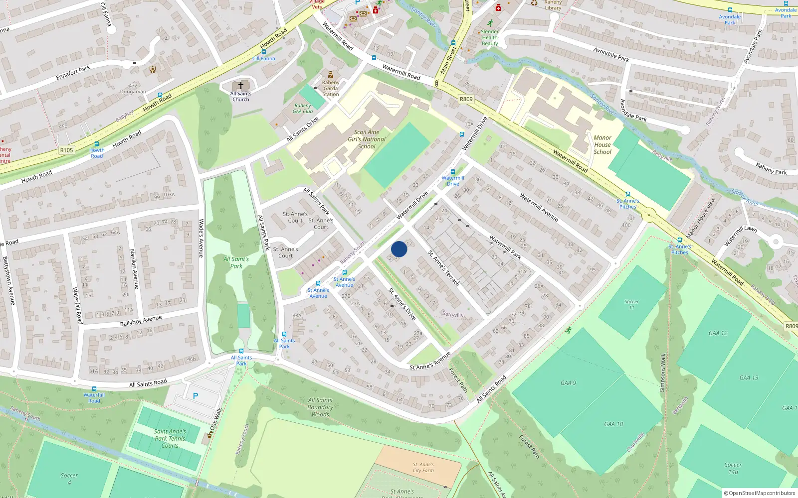 Overhead map showing the location of Block 4, 8 Watermill Drive, Dublin 5