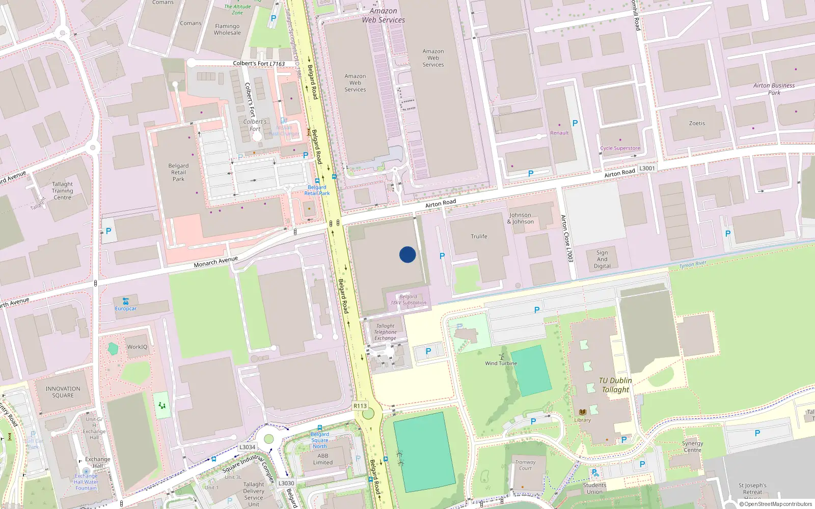 Overhead map showing the location of Tallaght, Dublin, Co. Dublin