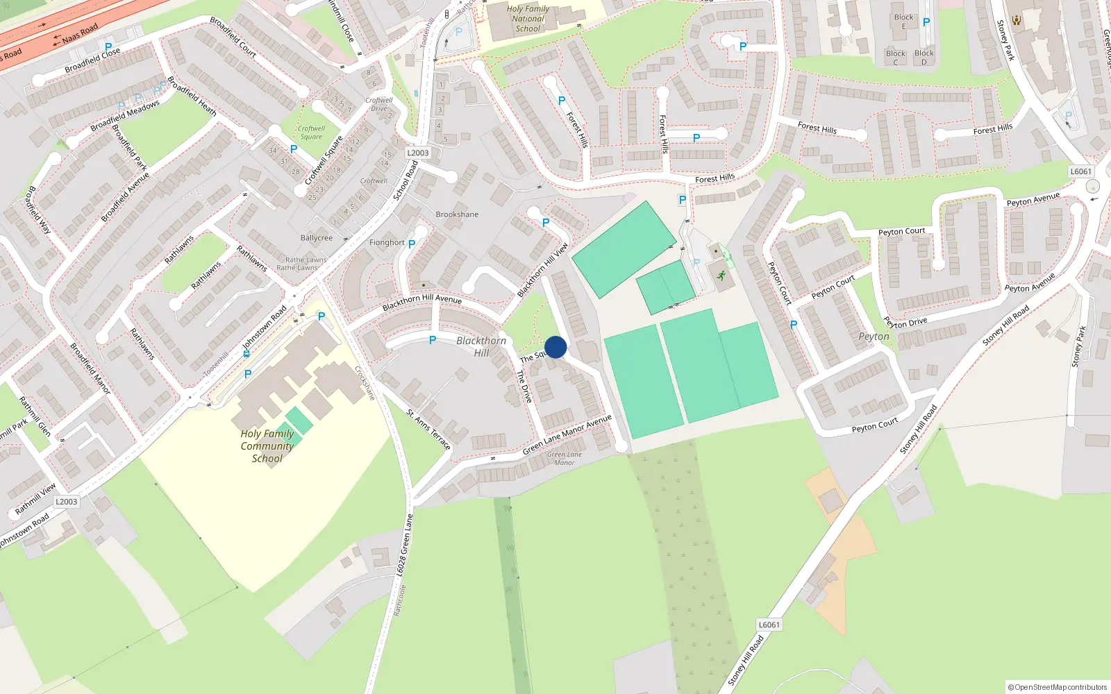 Overhead map showing the location of 13 The Square, Rathcoole