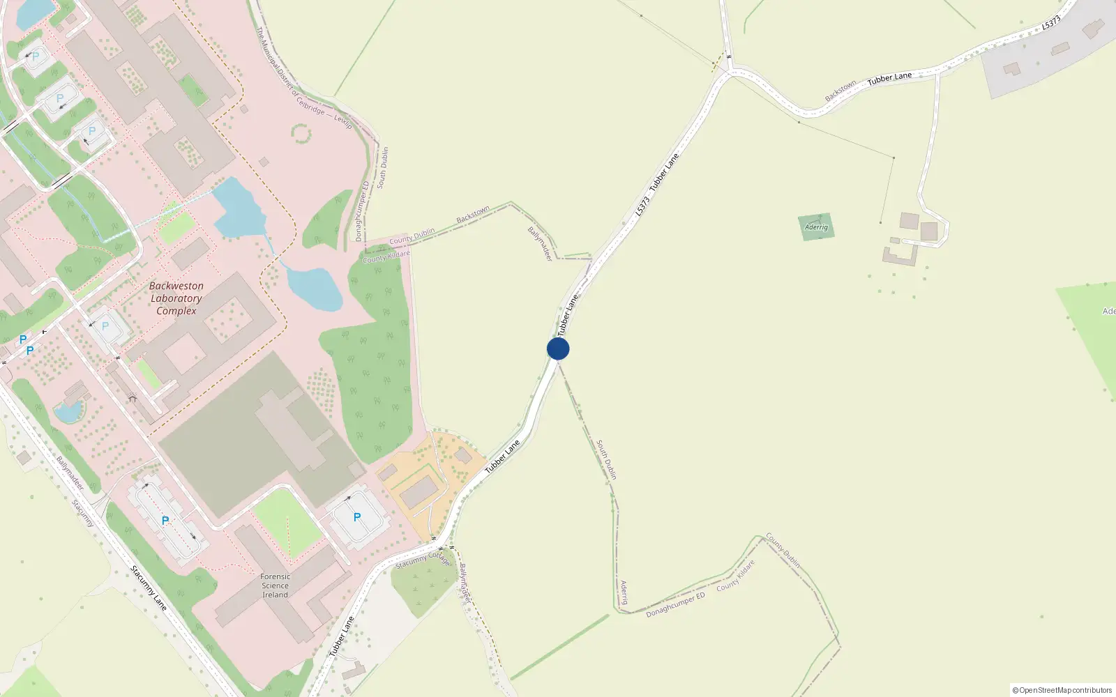Overhead map showing the location of Tubber Lane