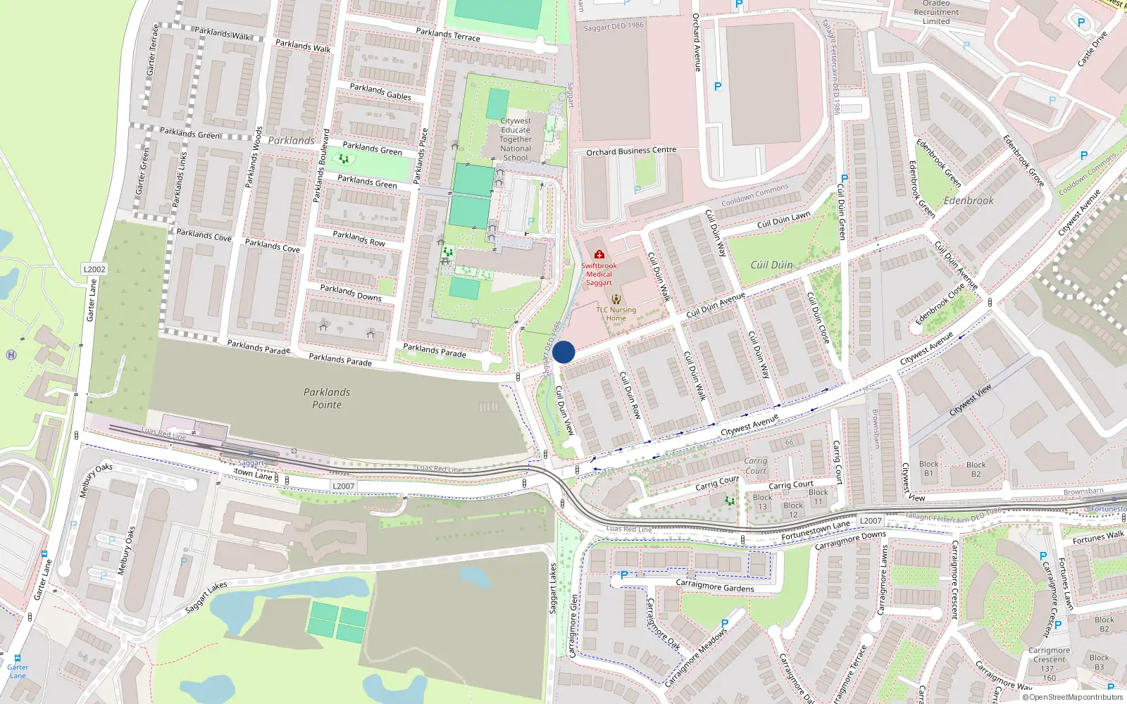 Overhead map showing the location of Blocks D1 D2 D3 and D4, 1 Cúil Dúin Avenue, Citywest