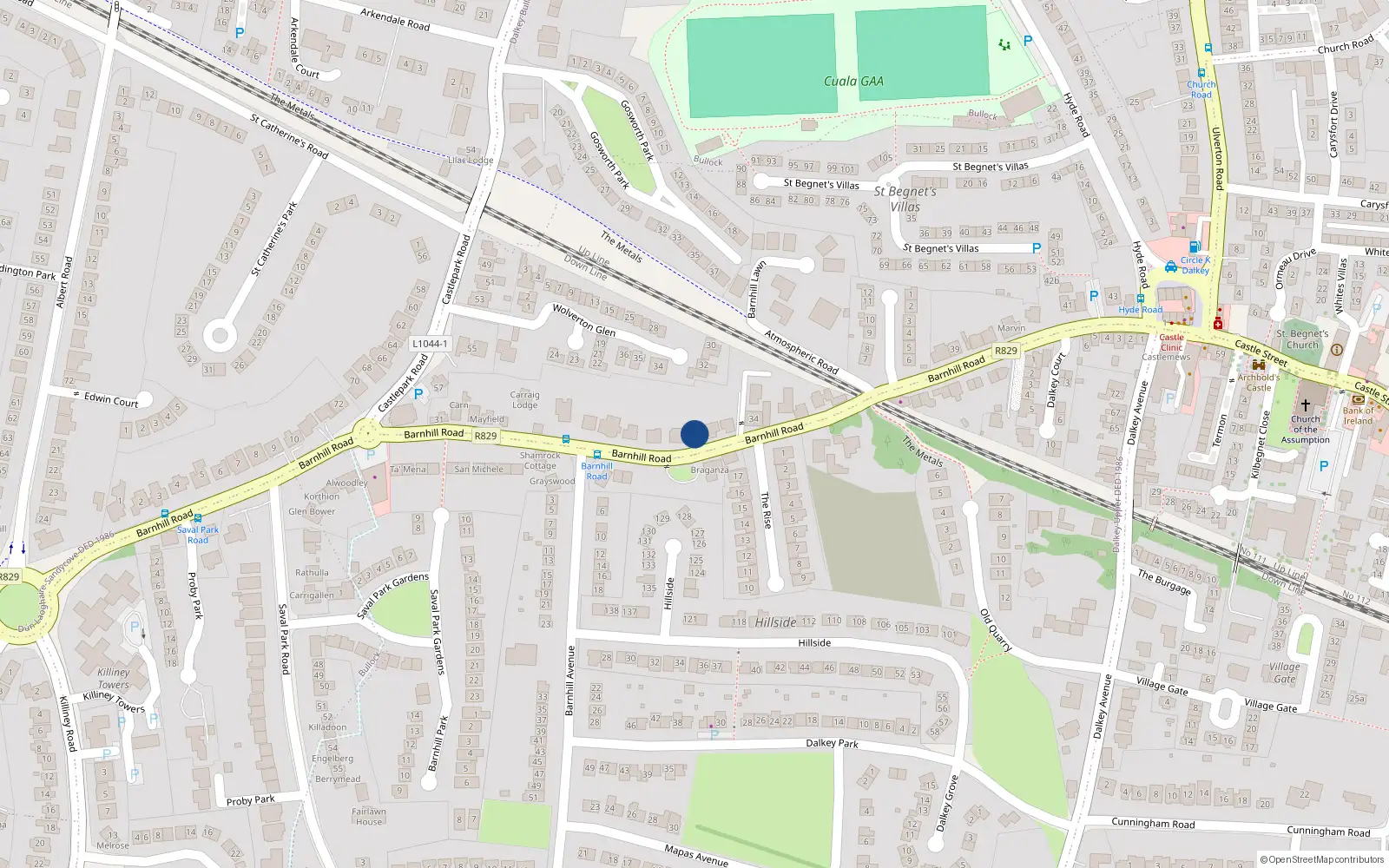 Overhead map showing the location of Dalkey, Dublin, Co. Dublin