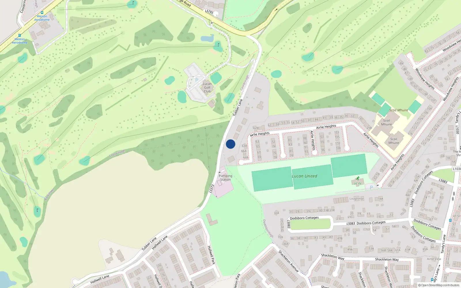 Overhead map showing the location of Doddsborough, Lucan, Co. Dublin