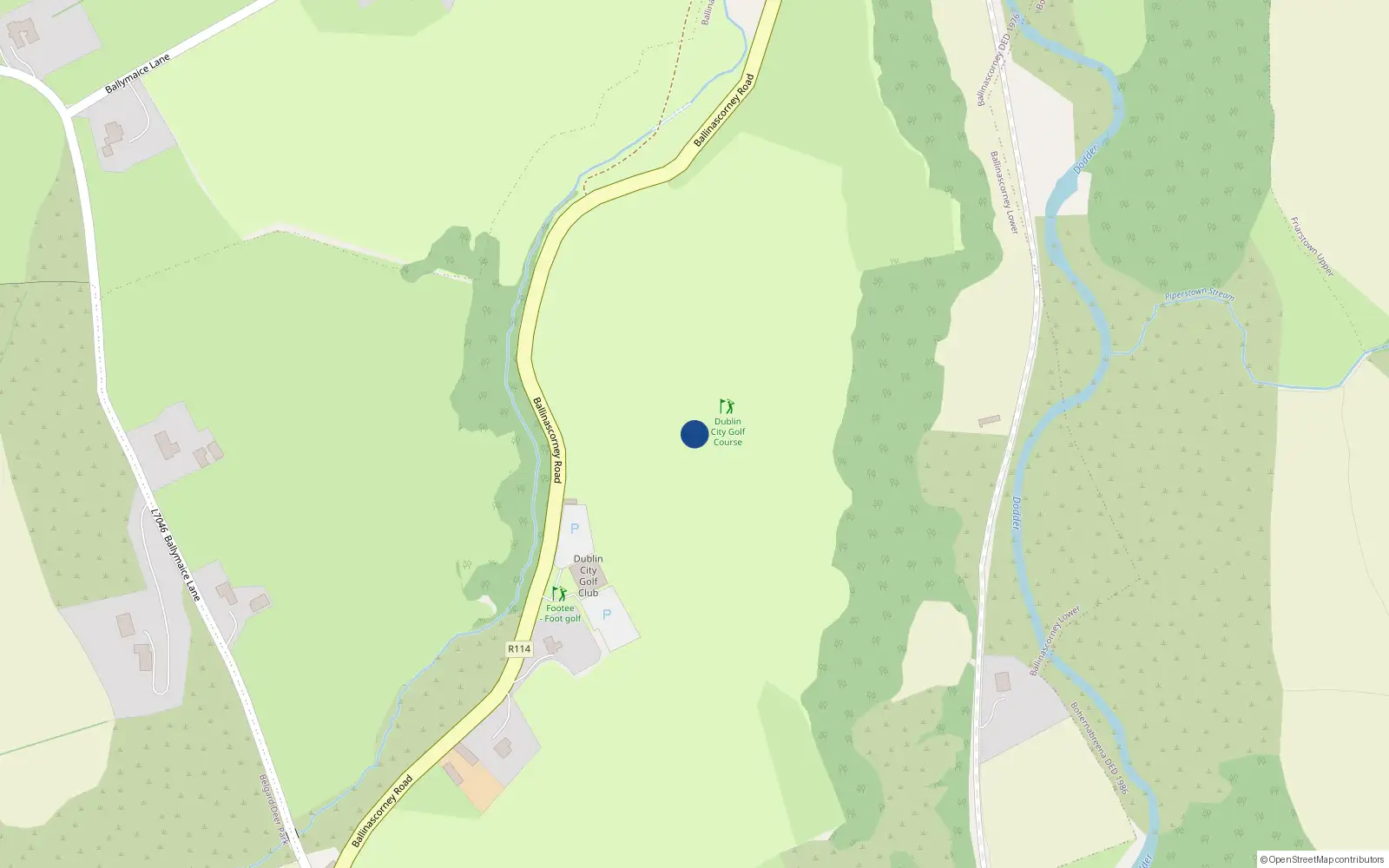 Overhead map showing the location of Ballinascorney Lower, Co. Dublin
