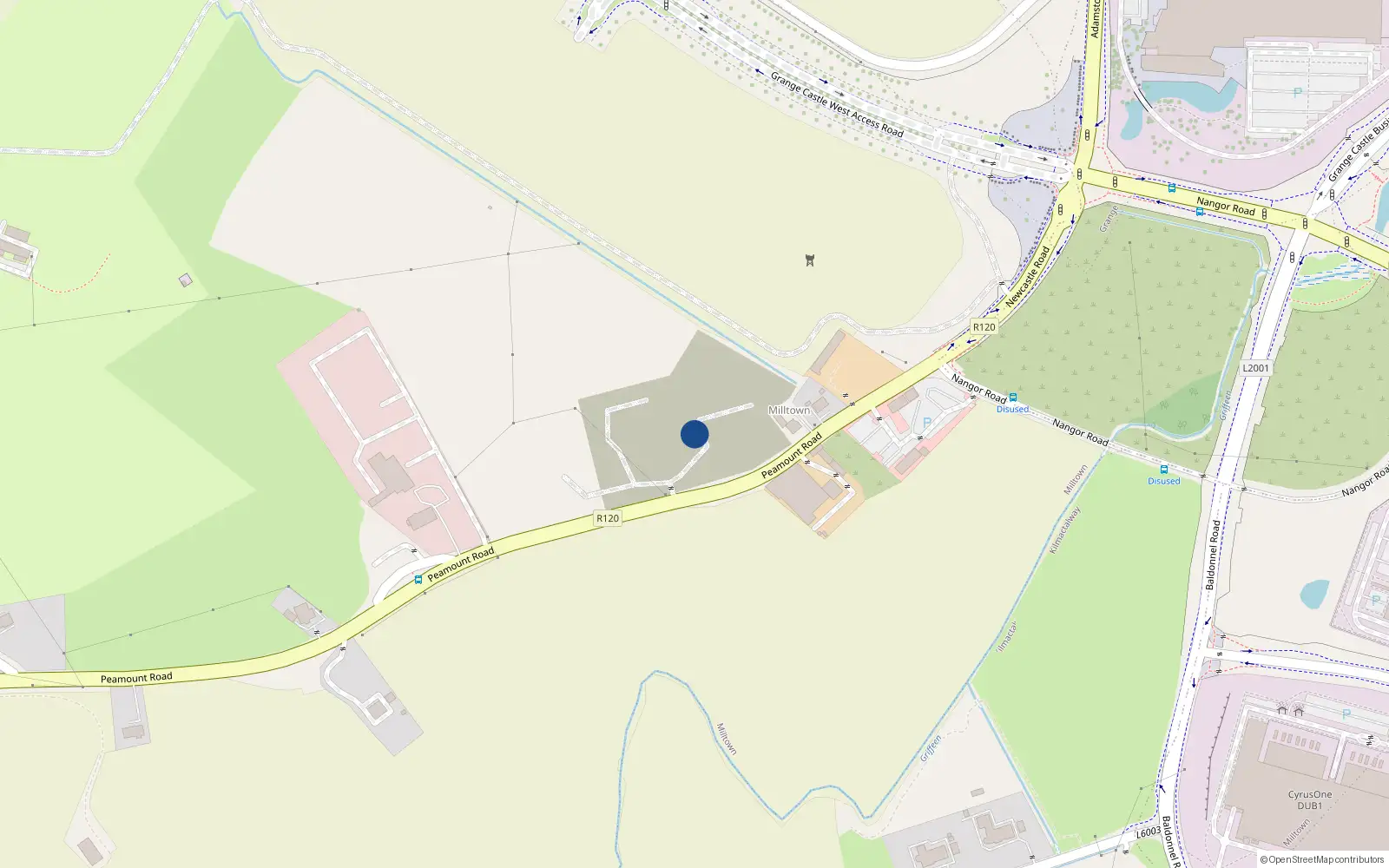 Overhead map showing the location of Bulmer, Milltown, Newcastle, Co. Dublin