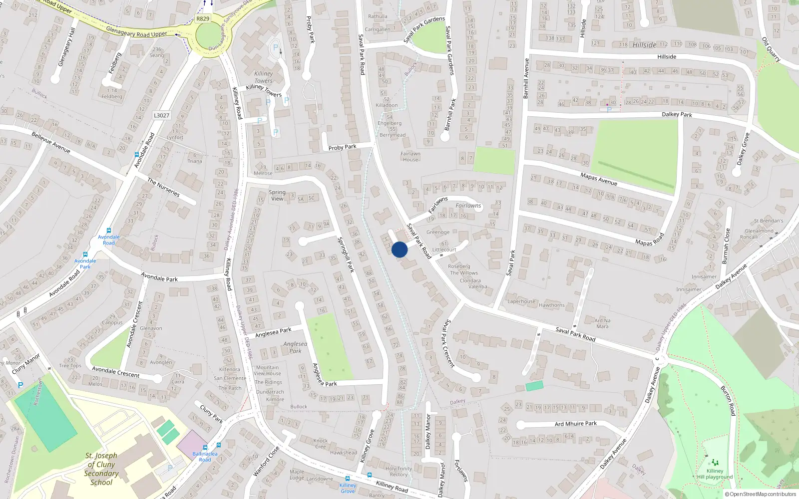 Overhead map showing the location of Caldragh, Dalkey