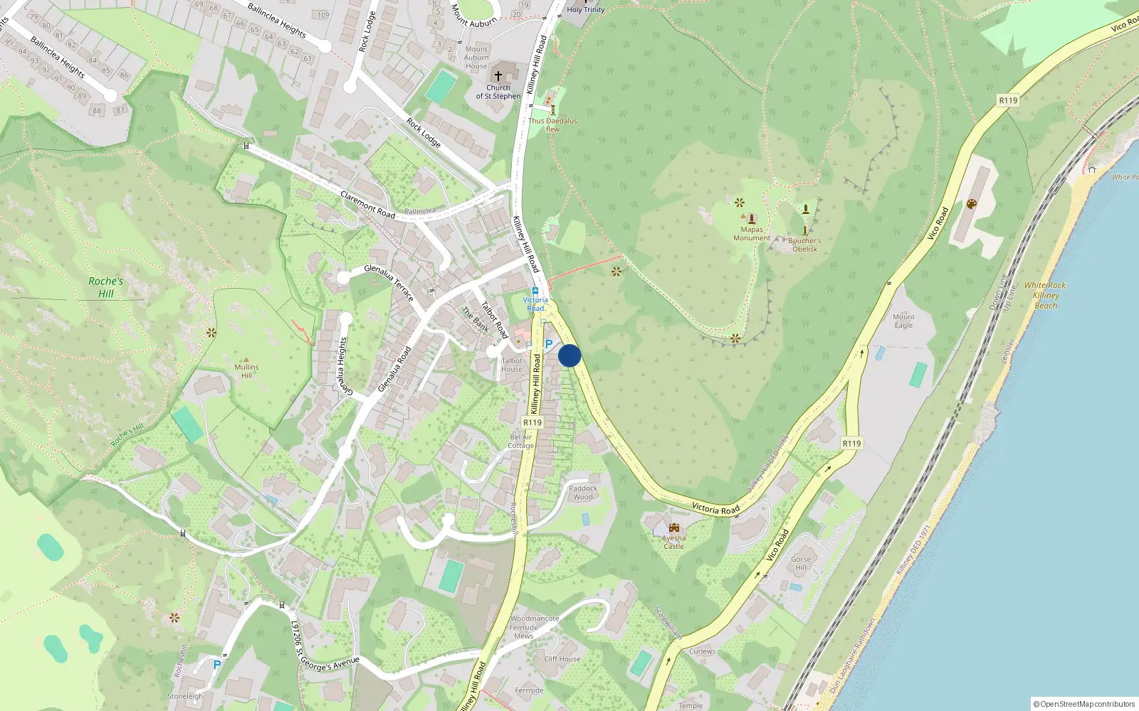 Overhead map showing the location of Scalpwilliam Or Mount Mapas, Dublin, Co. Dublin