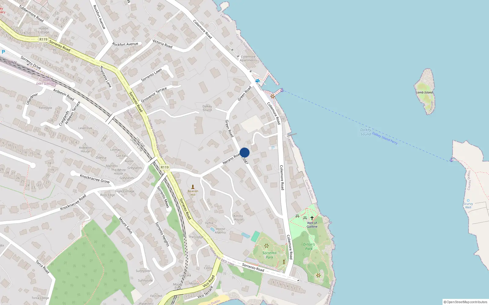 Overhead map showing the location of Dalkey Commons, Dublin, Co. Dublin