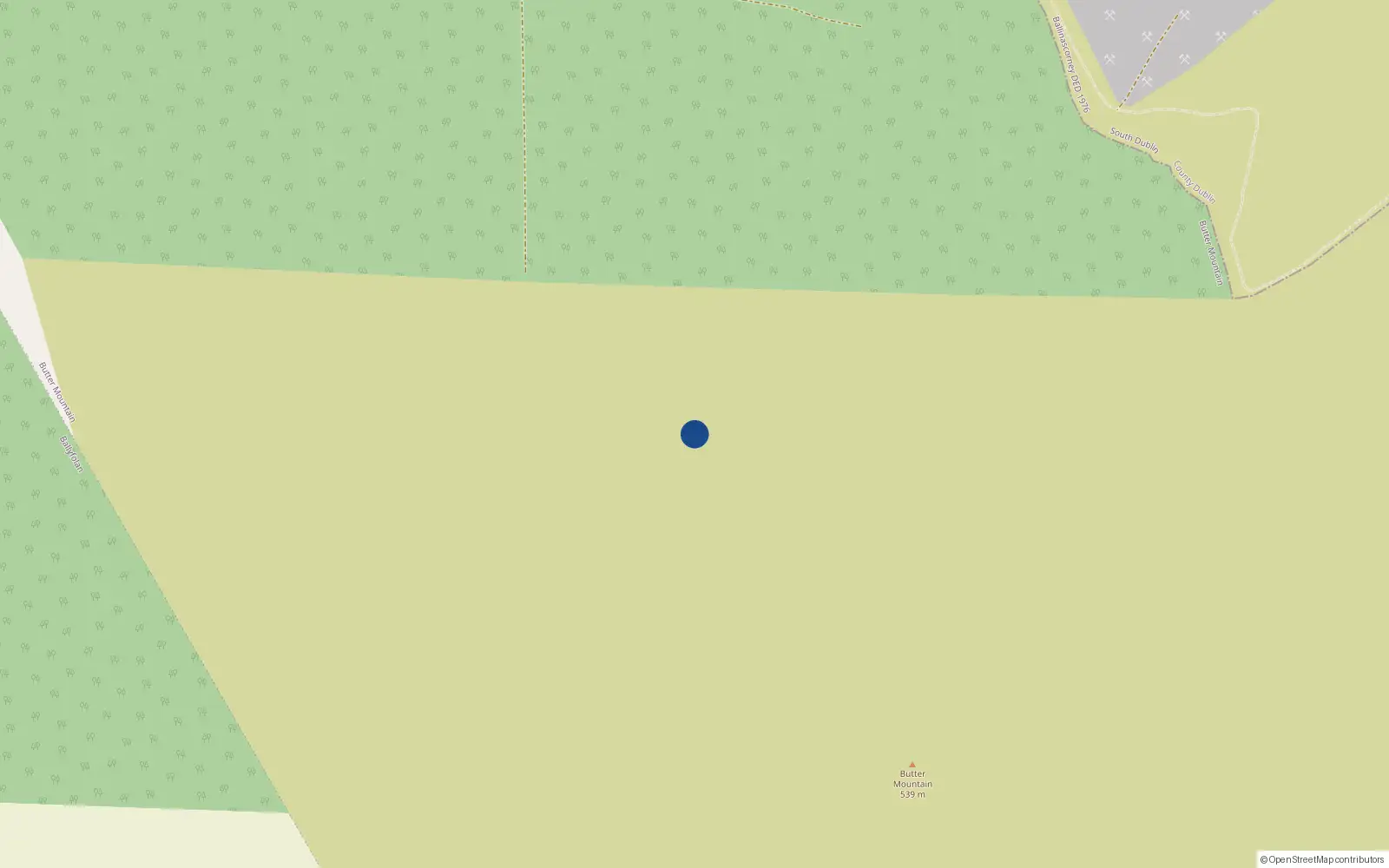 Overhead map showing the location of Butter Mountain, Hillsbrook, Co. Wicklow