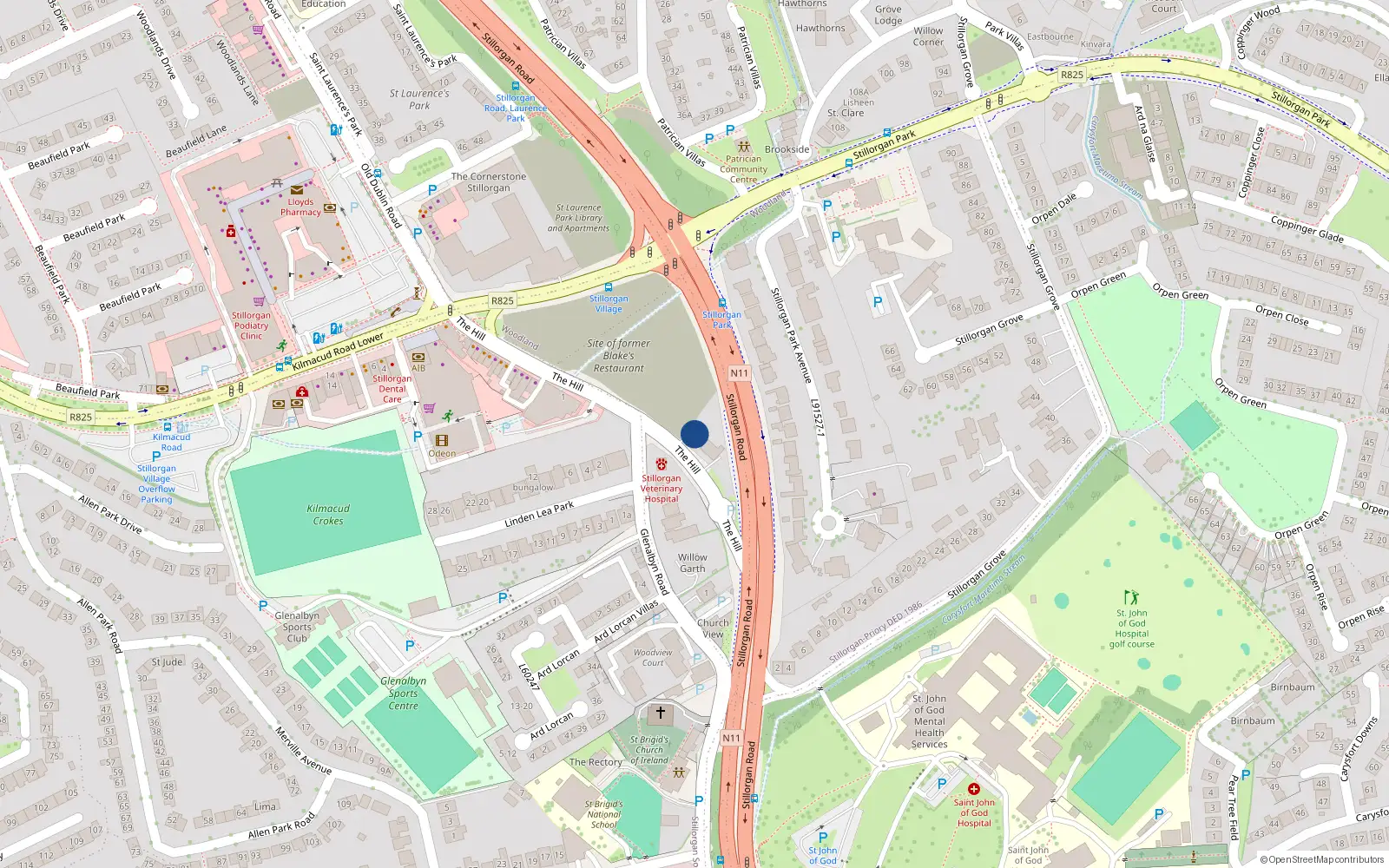 Overhead map showing the location of Stillorgan, Dublin, Co. Dublin
