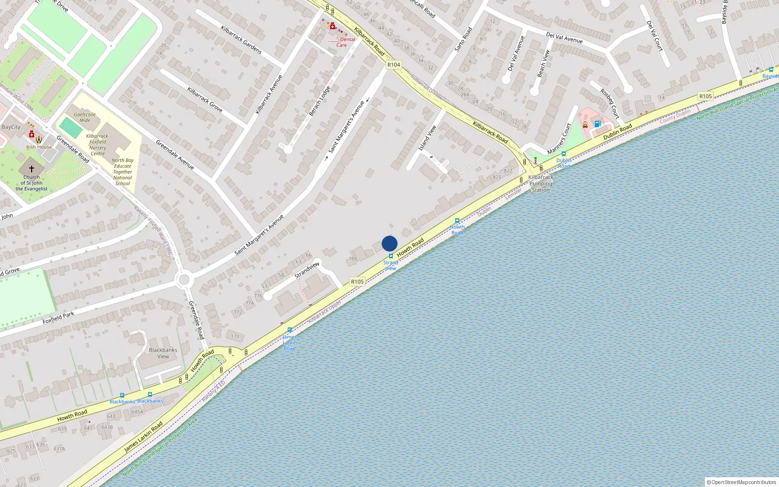 Overhead map showing the location of Castle House, 796 Howth Road, Raheny Dublin 5