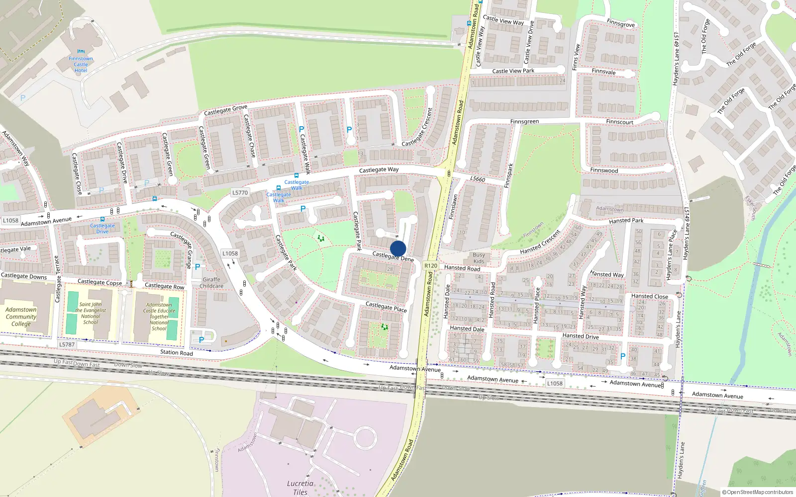 Overhead map showing the location of Castlegate Square, Lucan