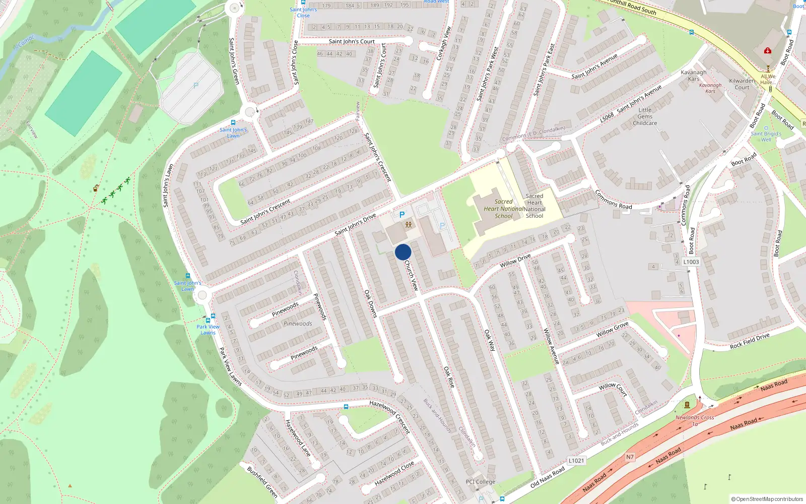 Overhead map showing the location of Church View, Dublin