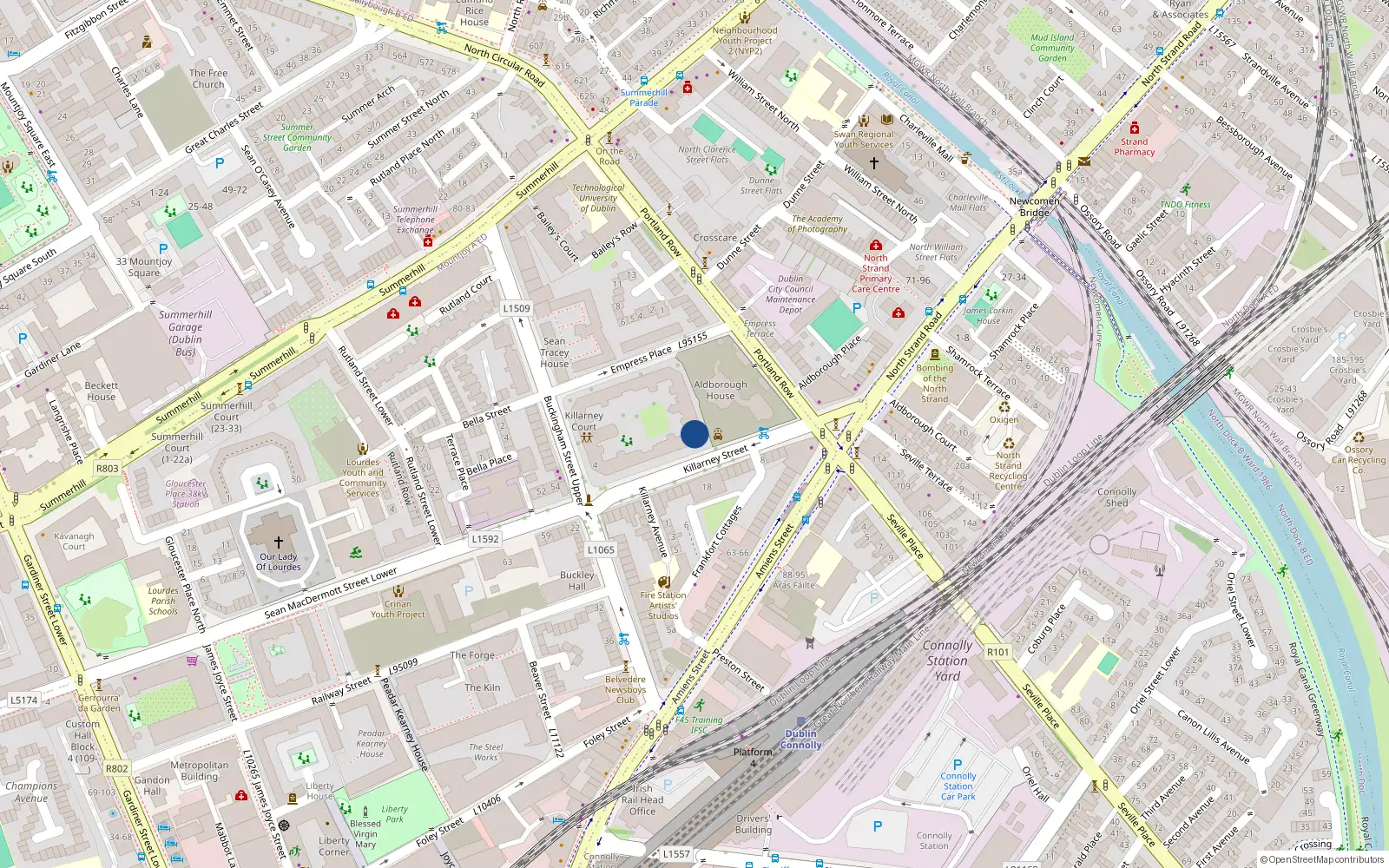 Overhead map showing the location of 37 Killarney Street, Dublin 1