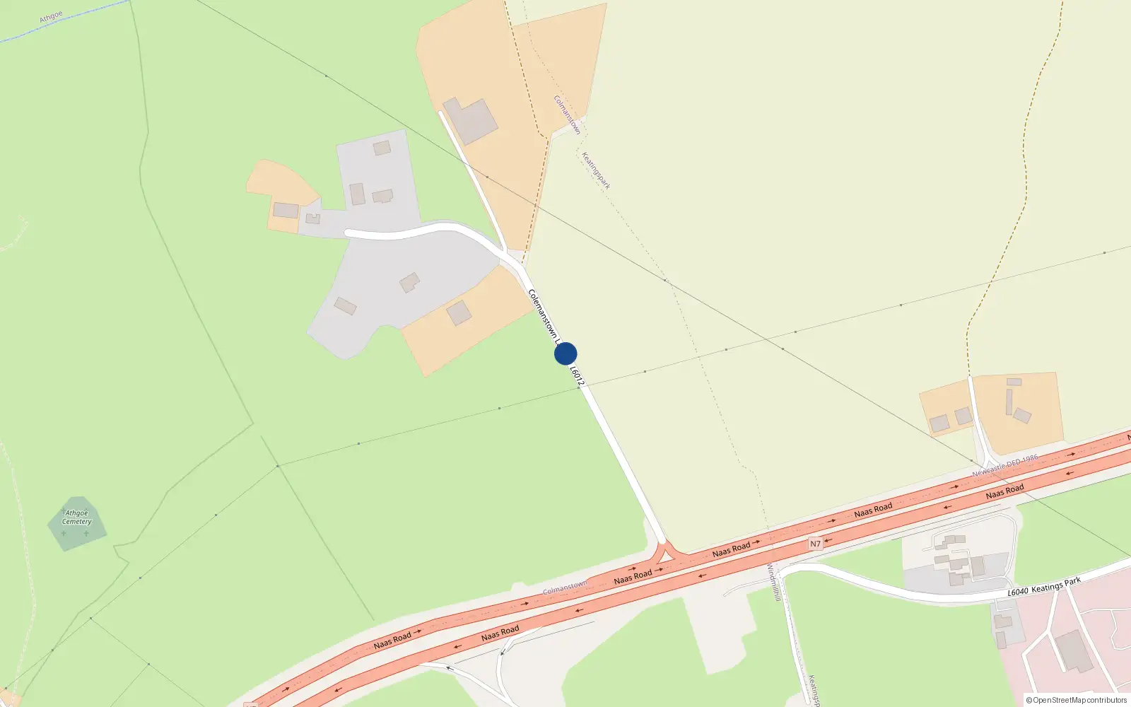Overhead map showing the location of Colemanstown Lane, Colmanstown