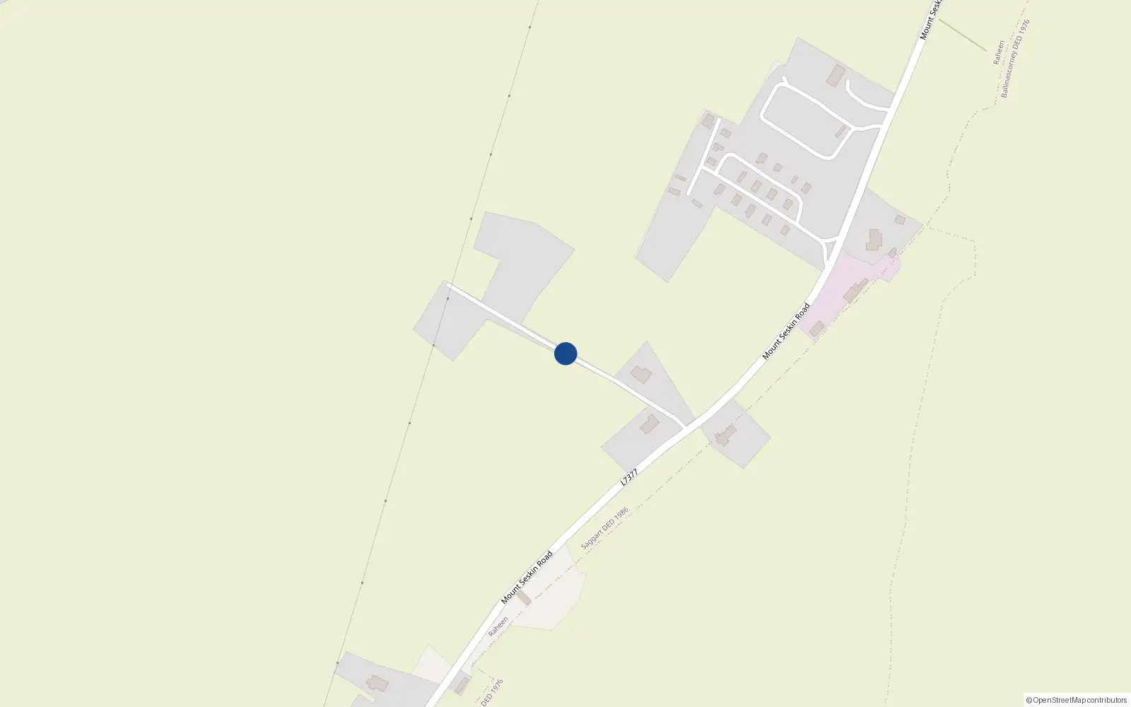 Overhead map showing the location of Connors Lane, Raheen