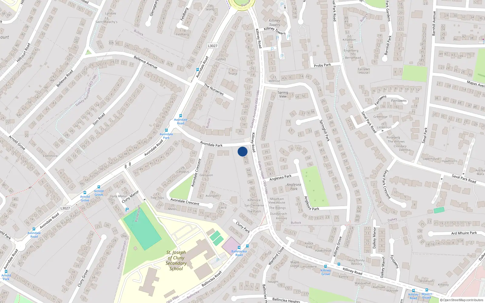 Overhead map showing the location of Coonawarra, 38 Killiney Road, Killiney