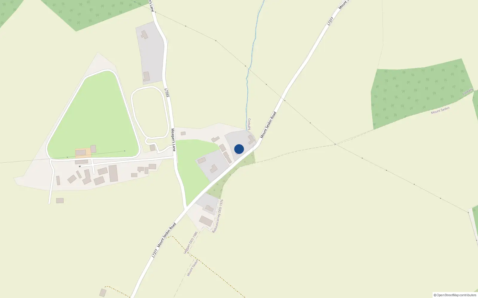 Overhead map showing the location of Corballis Cottage, Crooksling, Saggart, Co. Dublin