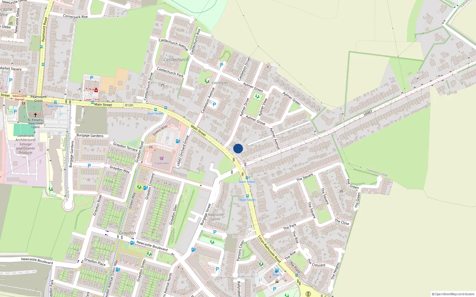 Overhead map showing the location of Main Street, Newcastle
