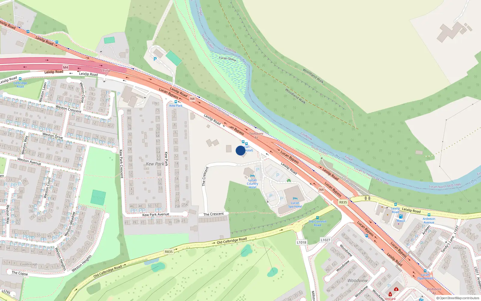 Overhead map showing the location of Cooldrinagh, Lucan, Co. Dublin