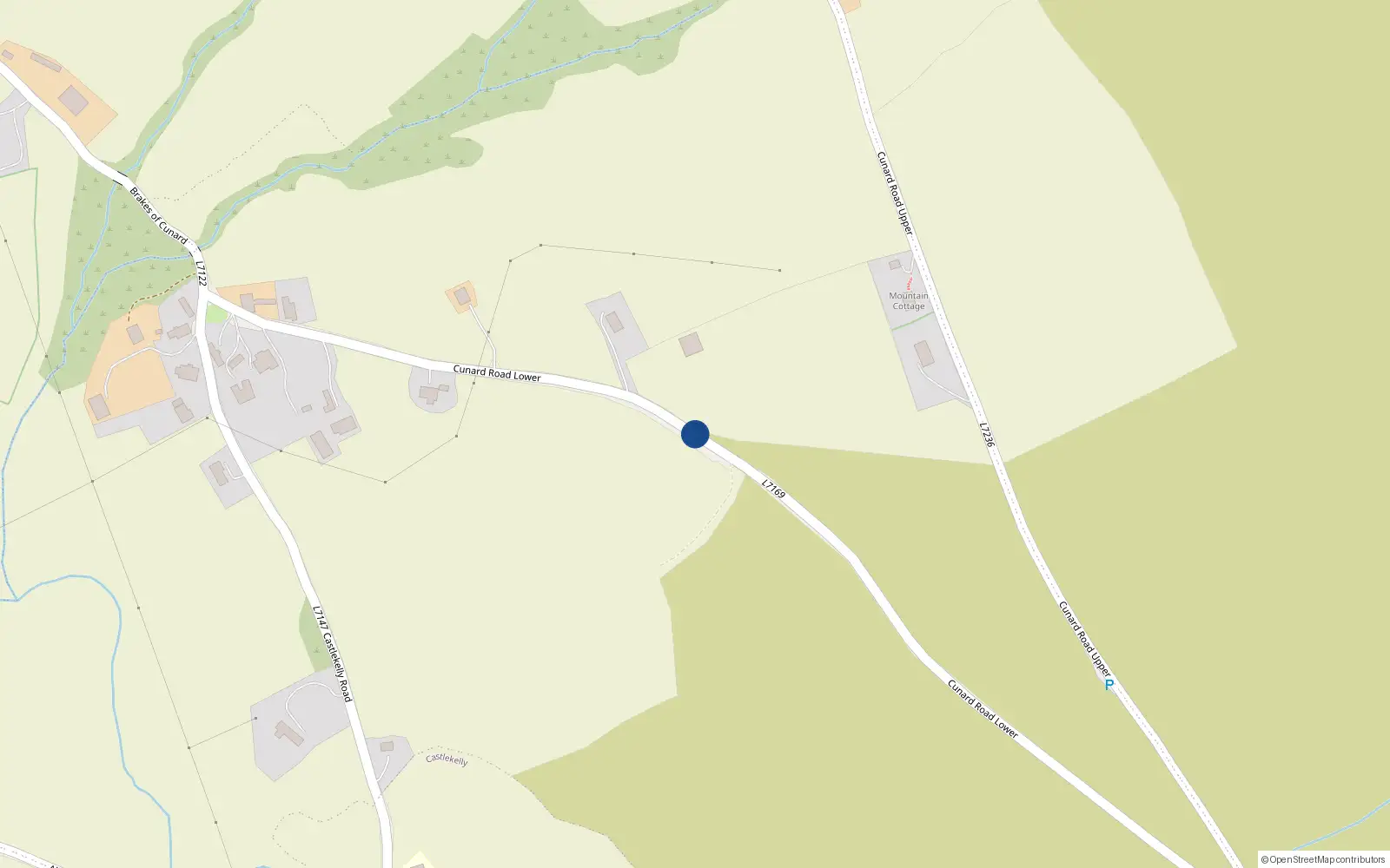 Overhead map showing the location of Cunard Road Lower