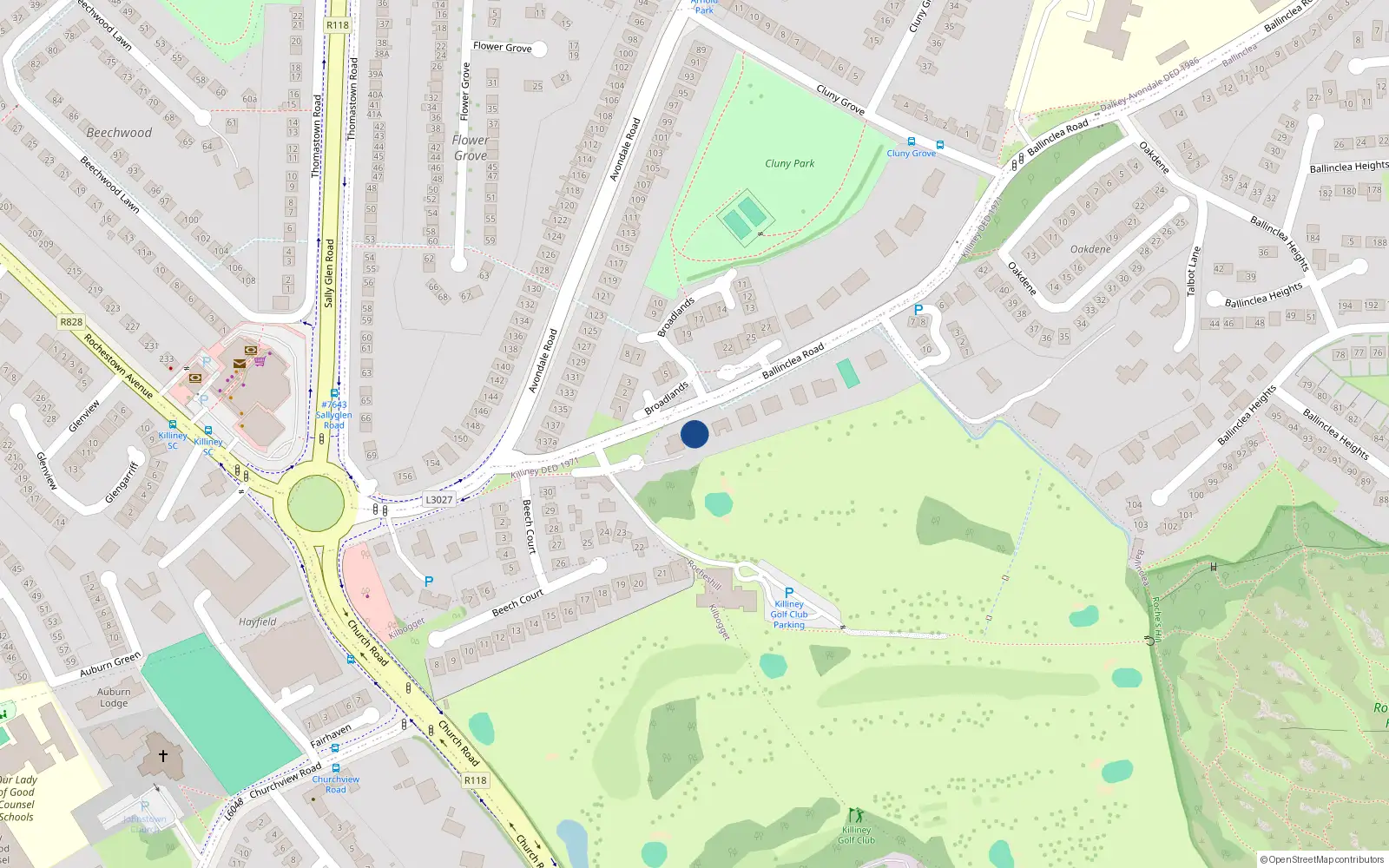 Overhead map showing the location of Rocheshill, Dublin, Co. Dublin
