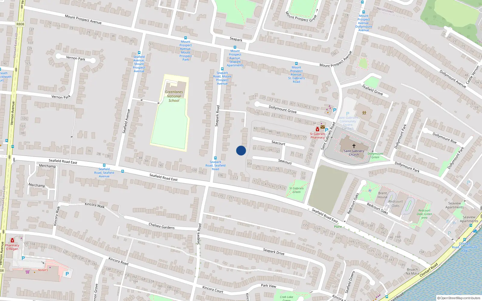 Overhead map showing the location of Seacourt, Dublin 3