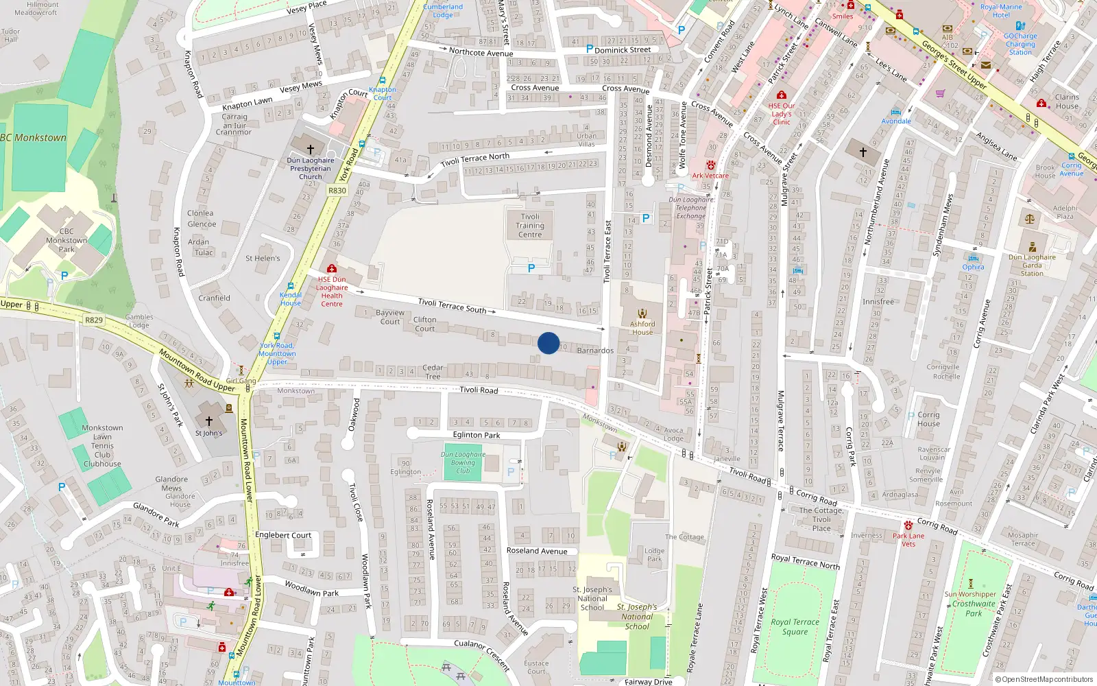 Overhead map showing the location of 10C Tivoli Terrace South, Dublin