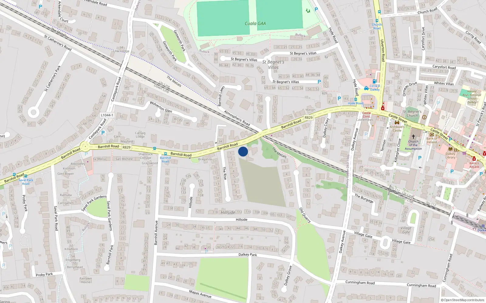 Overhead map showing the location of Dalkey, Dublin, Co. Dublin