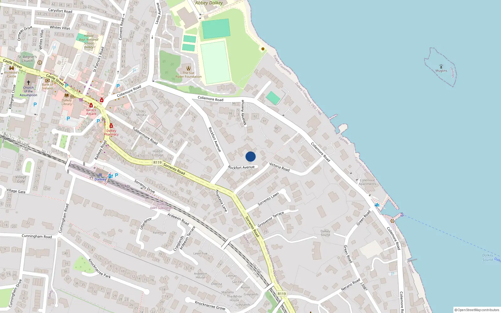 Overhead map showing the location of Dalkey Commons, Dublin, Co. Dublin