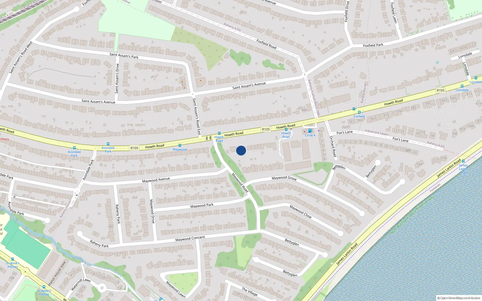 Overhead map showing the location of 535 Howth Road, Dublin 5