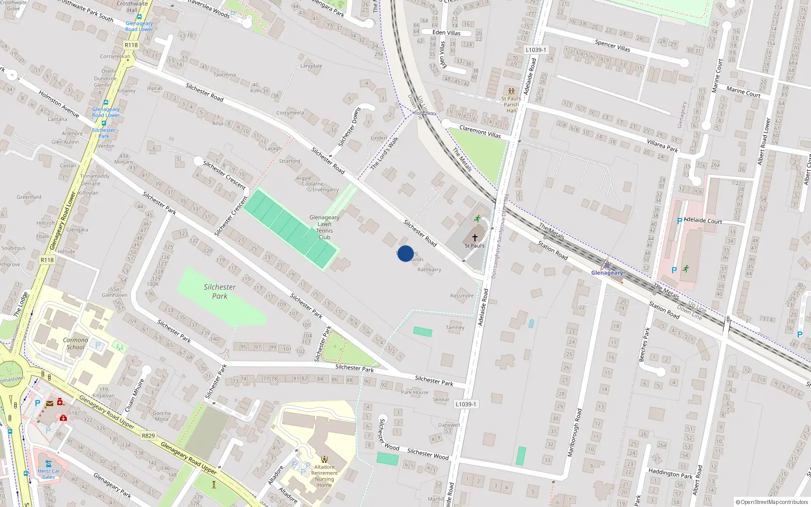 Overhead map showing the location of Glenageary, Dublin, Co. Dublin