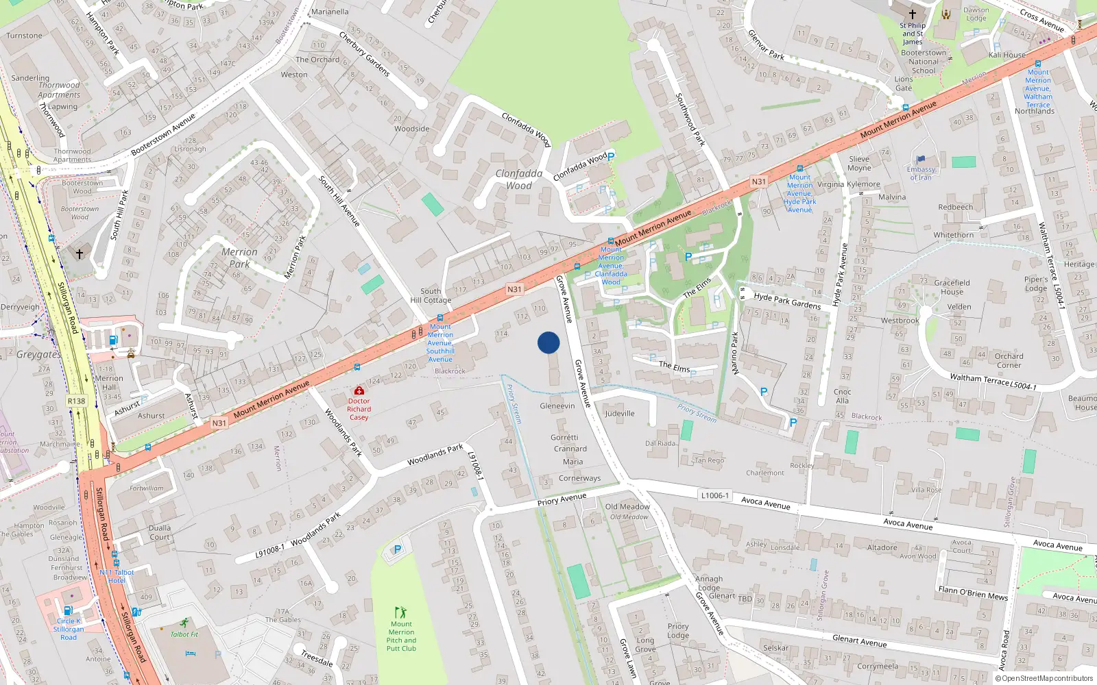 Overhead map showing the location of Blackrock, Dublin, Co. Dublin