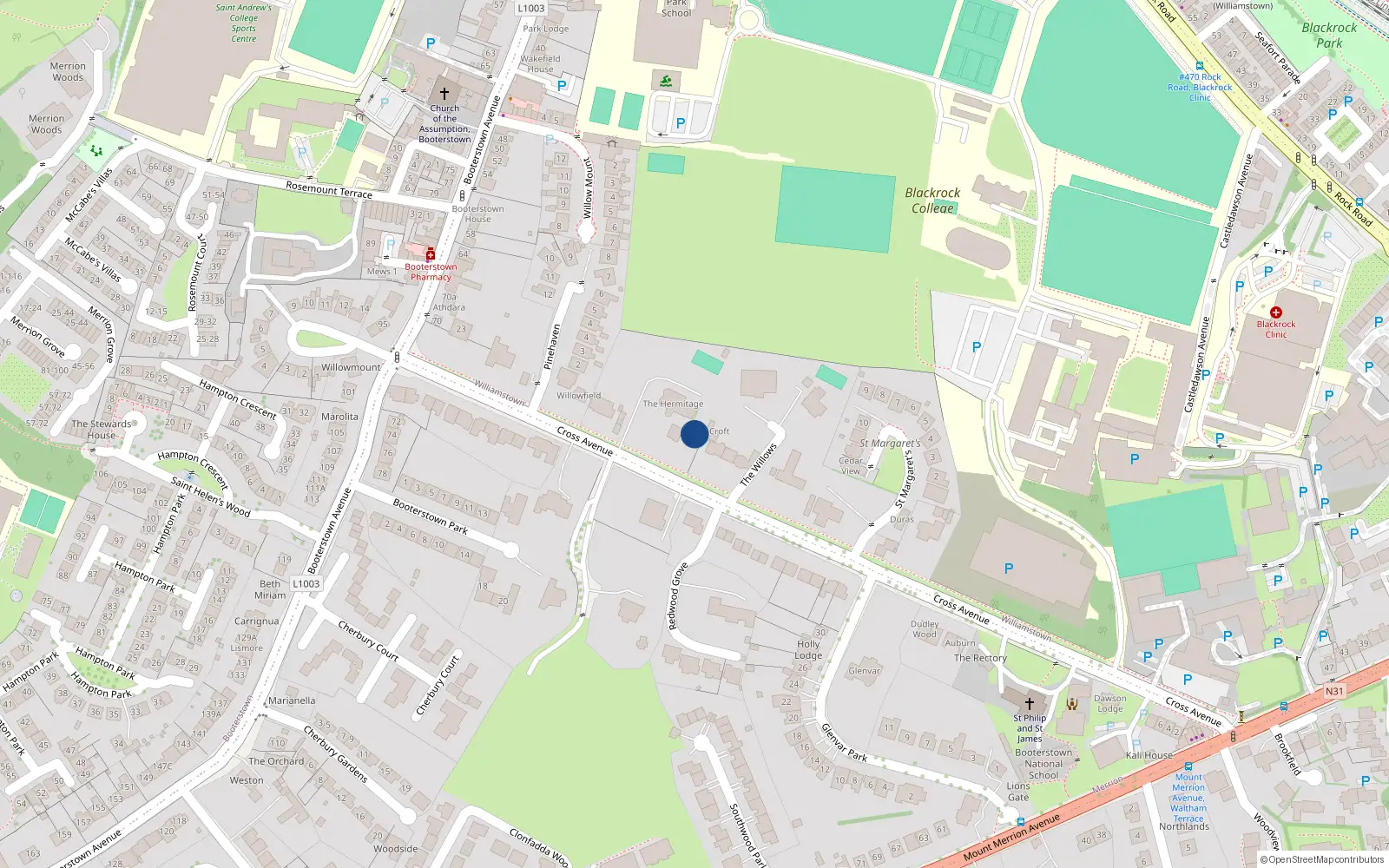 Overhead map showing the location of Williamstown, Dublin, Co. Dublin