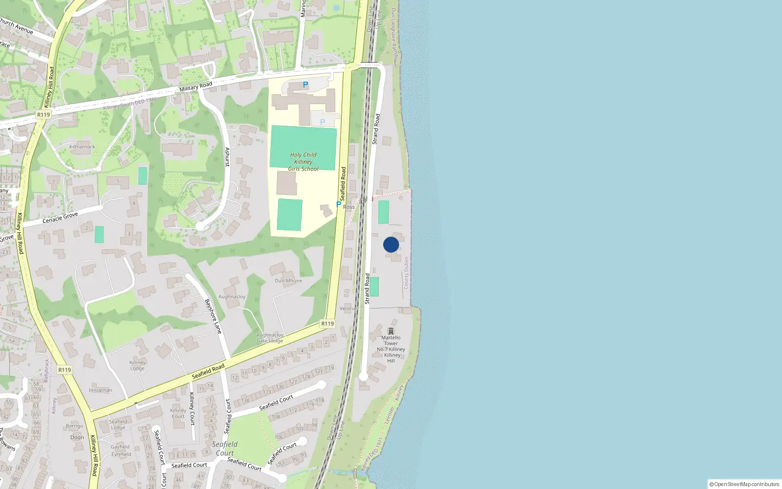 Overhead map showing the location of Killiney, Dublin, Co. Dublin