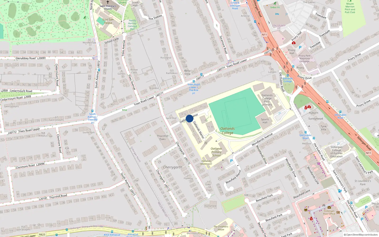 Overhead map showing the location of Duplex 15 Block C, 15 Oatlands Manor, Mount Merrion