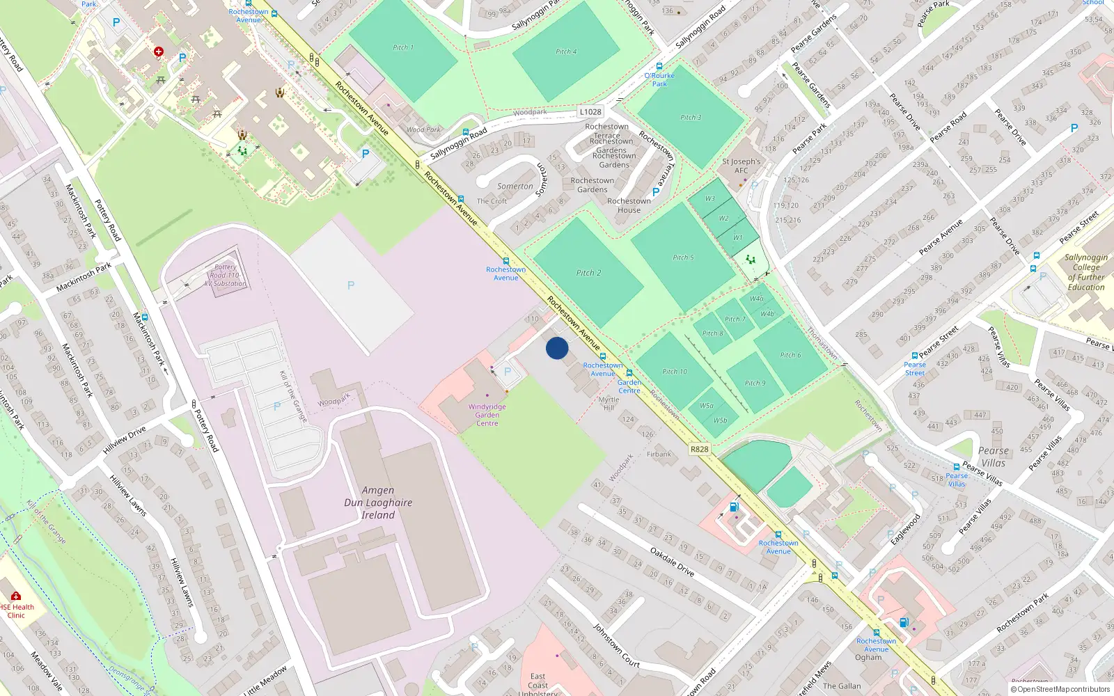 Overhead map showing the location of 116 Rochestown Avenue, Dun Laoghaire