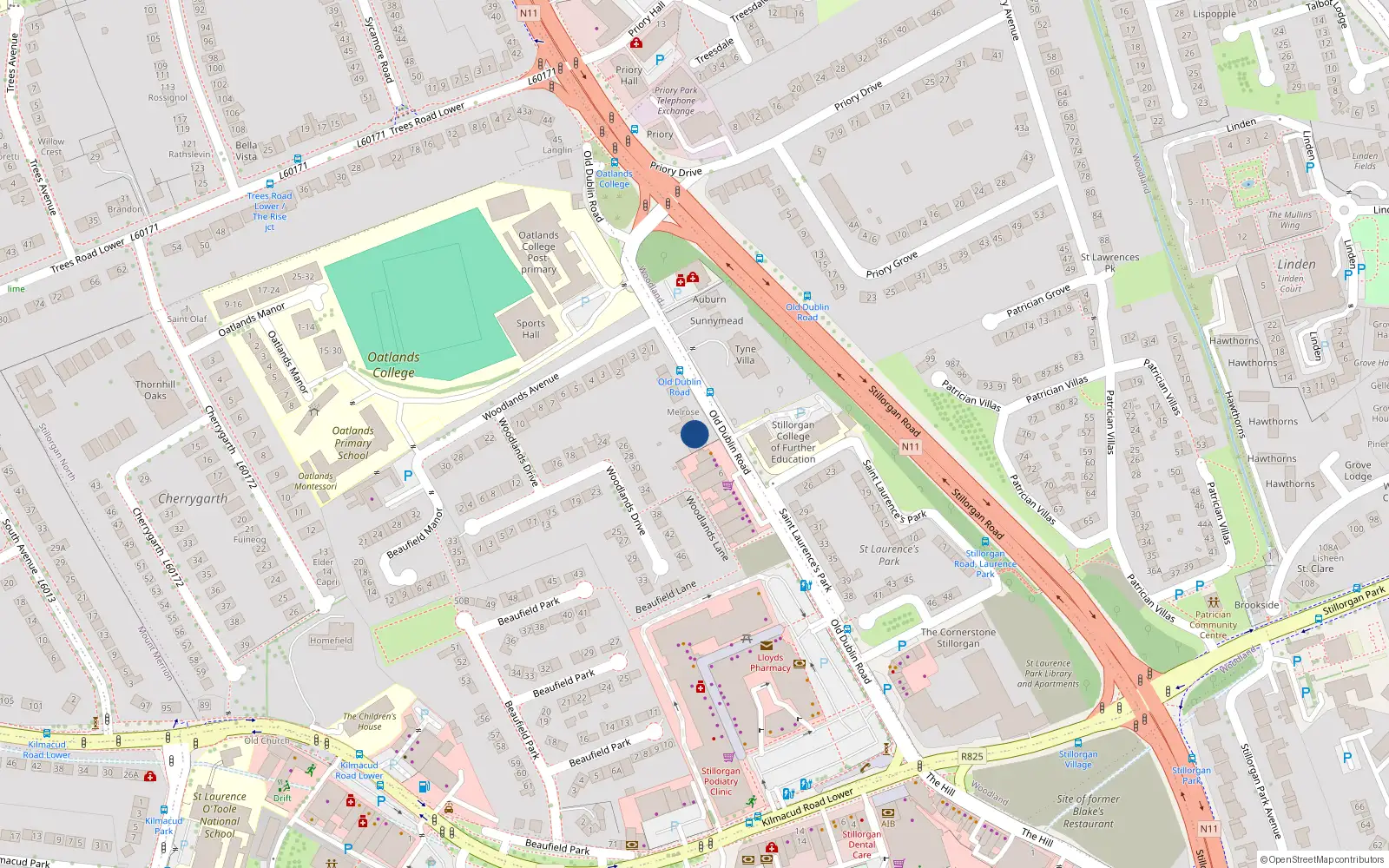 Overhead map showing the location of Stillorgan North, Dublin, Co. Dublin