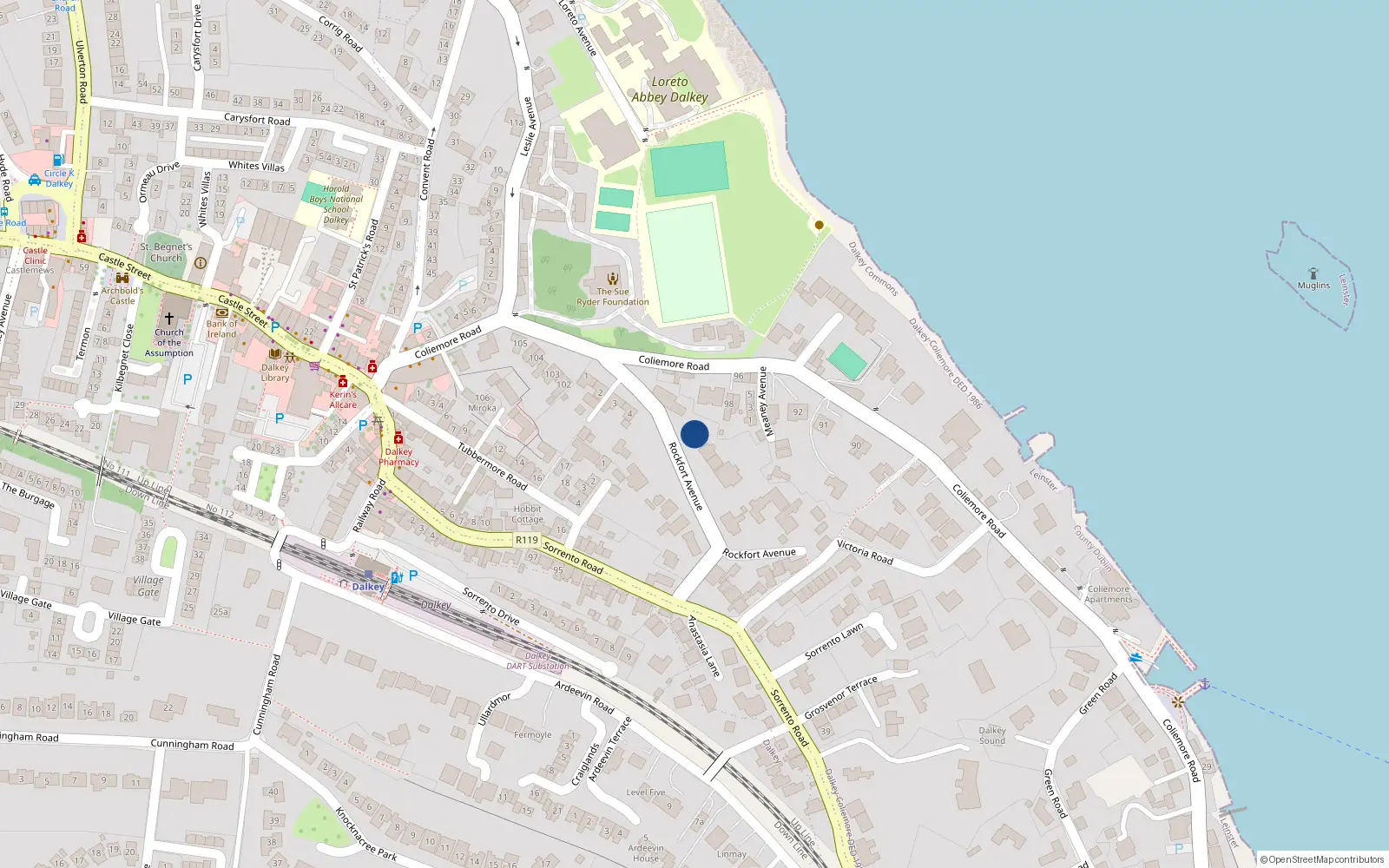 Overhead map showing the location of Dalkey Commons, Dublin, Co. Dublin