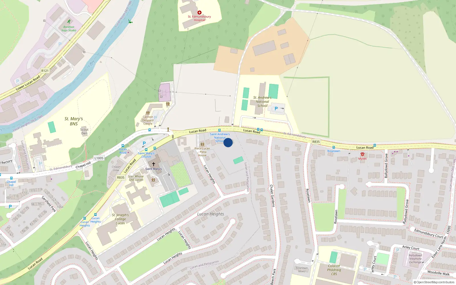 Overhead map showing the location of Lucan Road, Lucan