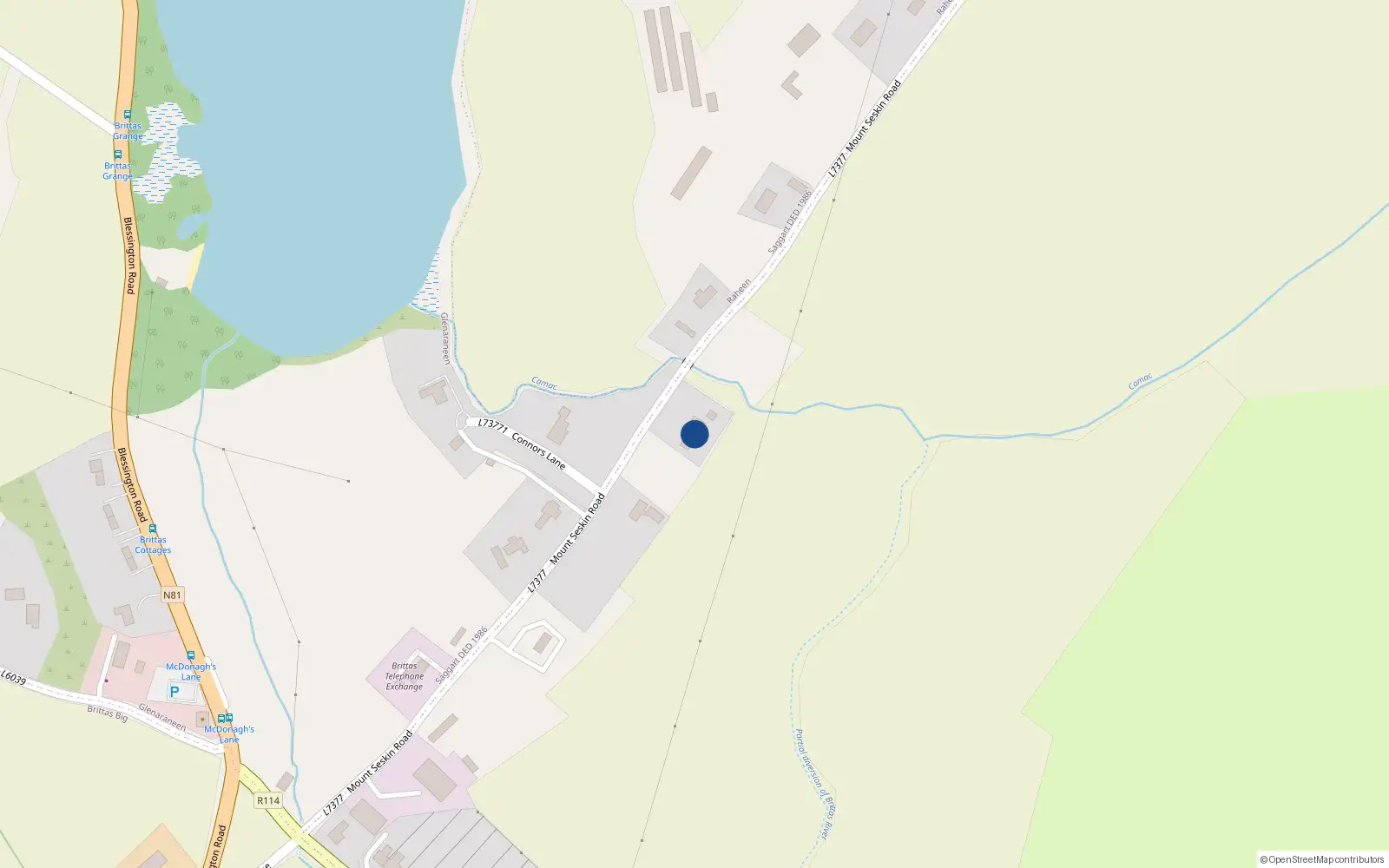 Overhead map showing the location of Falcon Wood, Raheen, Co. Dublin
