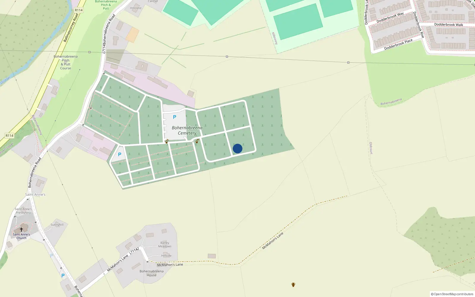 Overhead map showing the location of Farm Dwelling House, Ballymaise, Bohernabreena