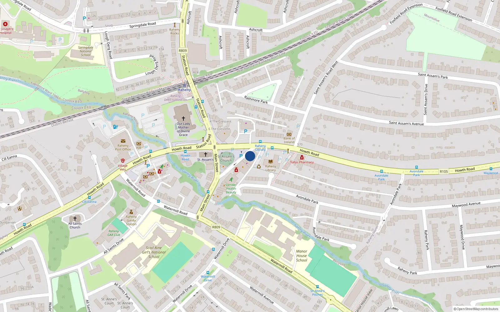 Overhead map showing the location of 3 Main Street, Dublin 5