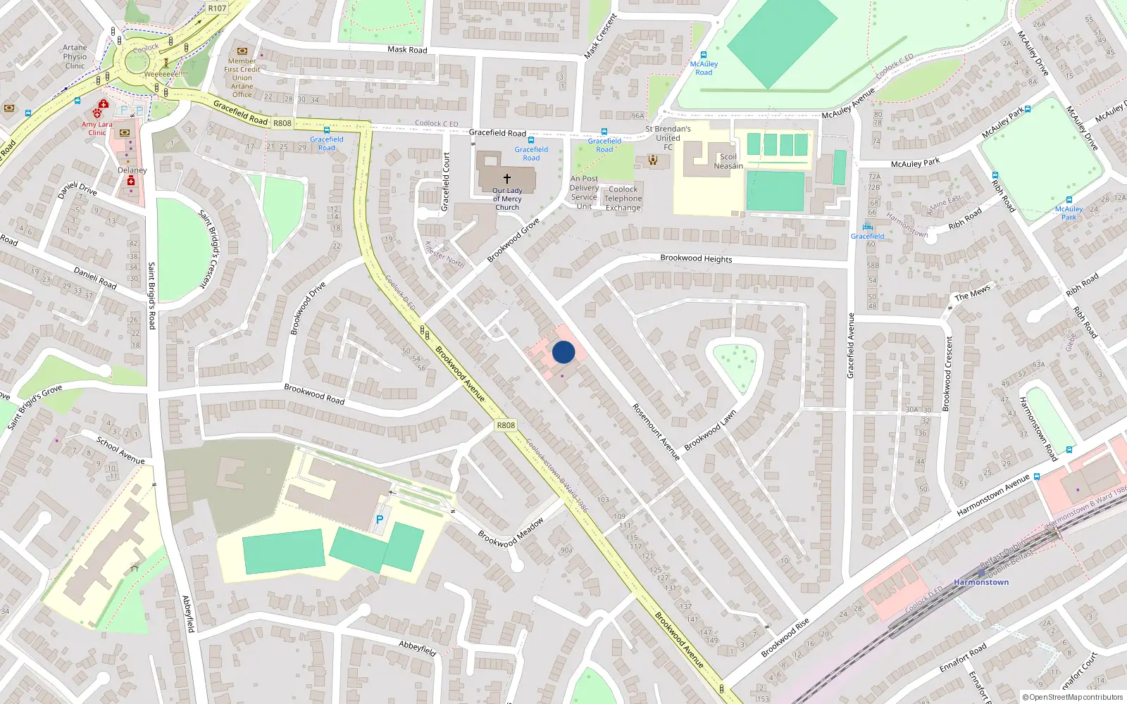 Overhead map showing the location of 89 Rosemount Avenue, Dublin 5