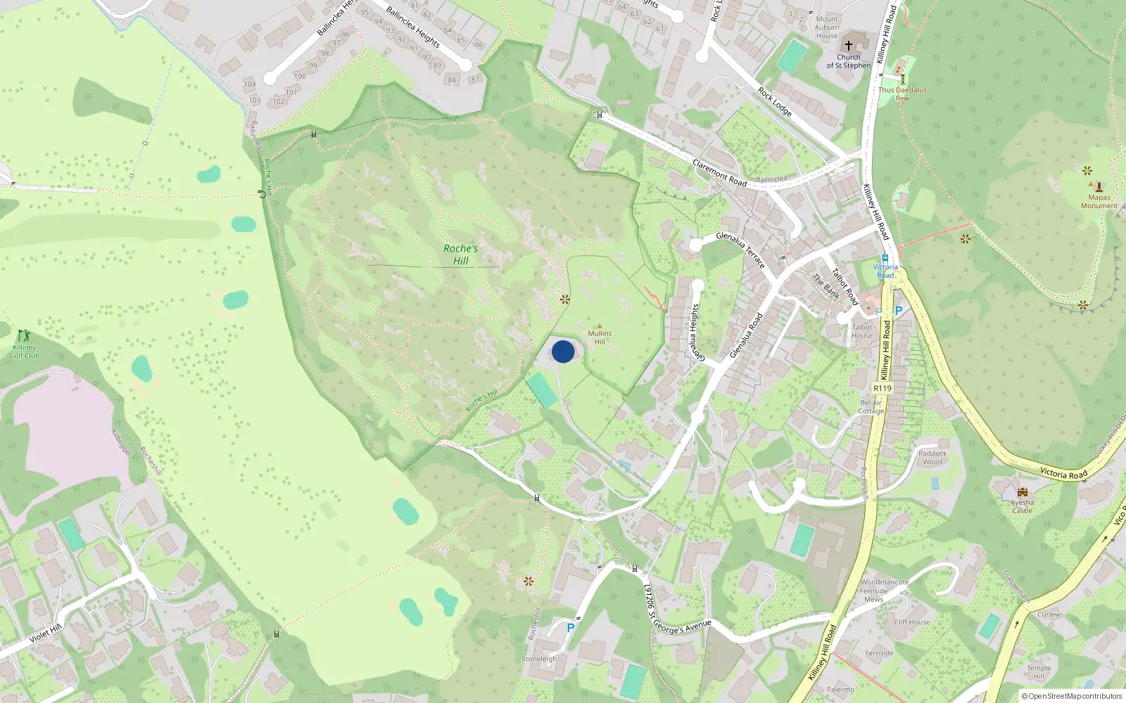 Overhead map showing the location of Rocheshill, Dublin, Co. Dublin