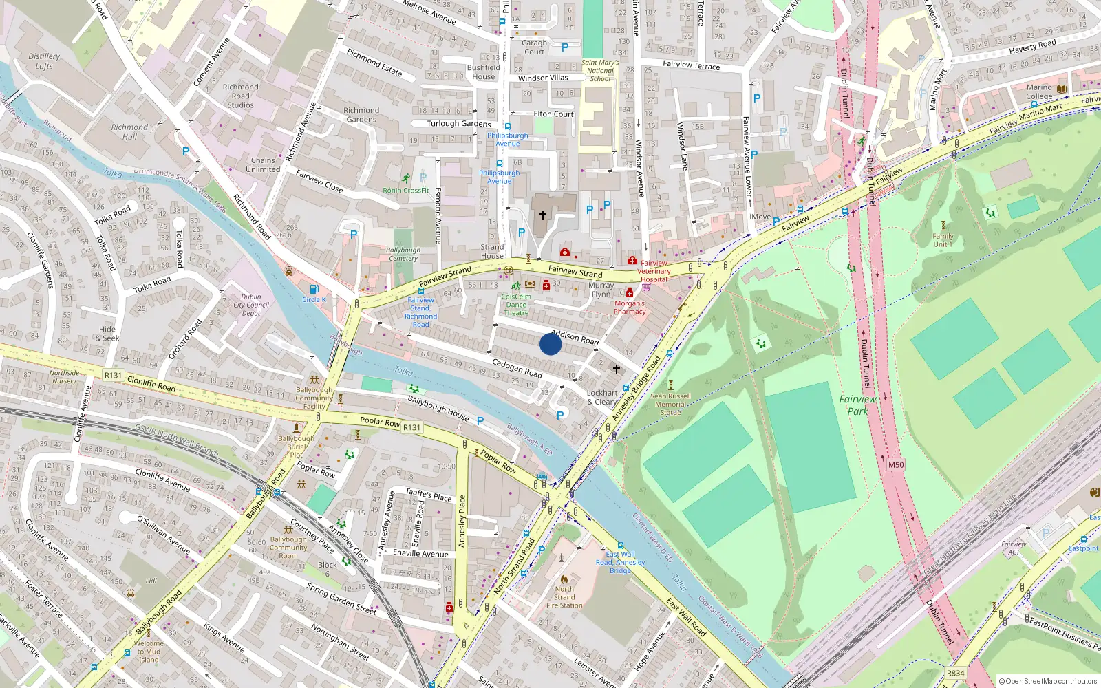 Overhead map showing the location of Flat 1, 11 Addison Road, Fairview