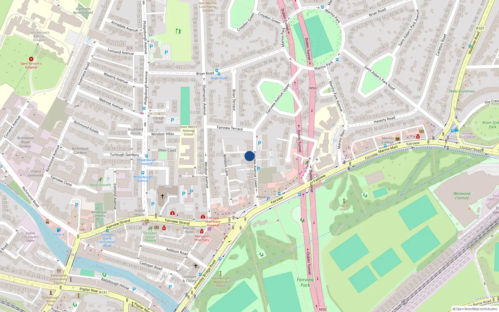 Overhead map showing the location of Flat 1, 15 Fairview Avenue Lower, Fairview