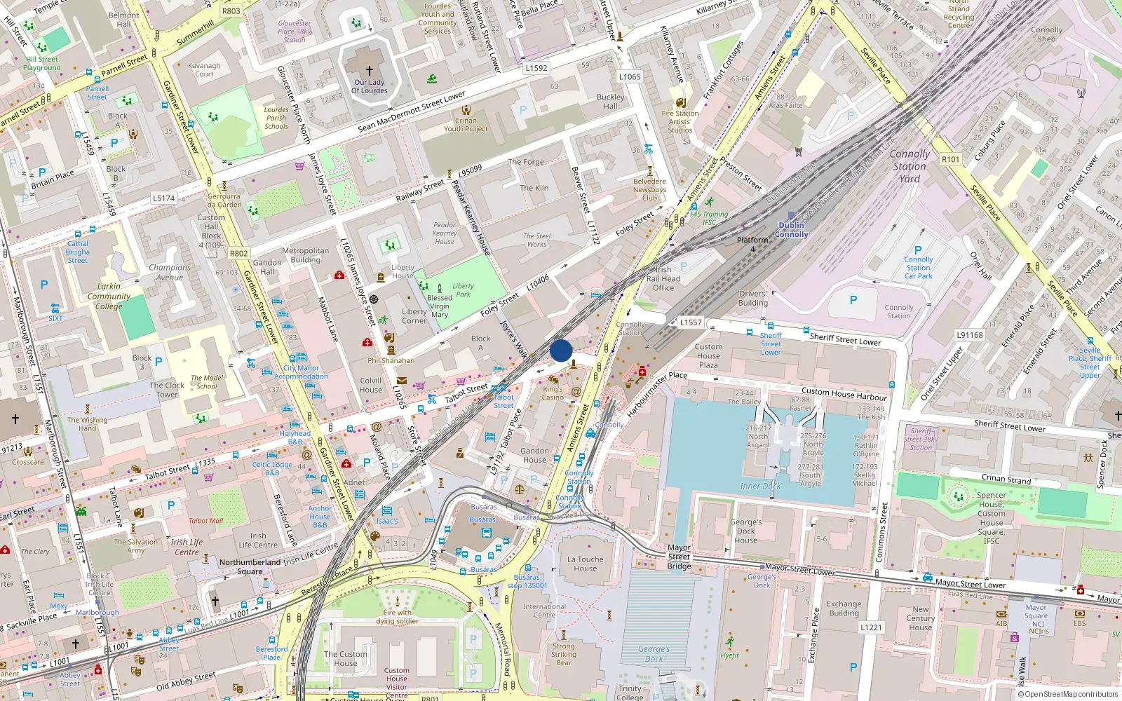 Overhead map showing the location of Flat 1, 46 Talbot Street, Dublin 1