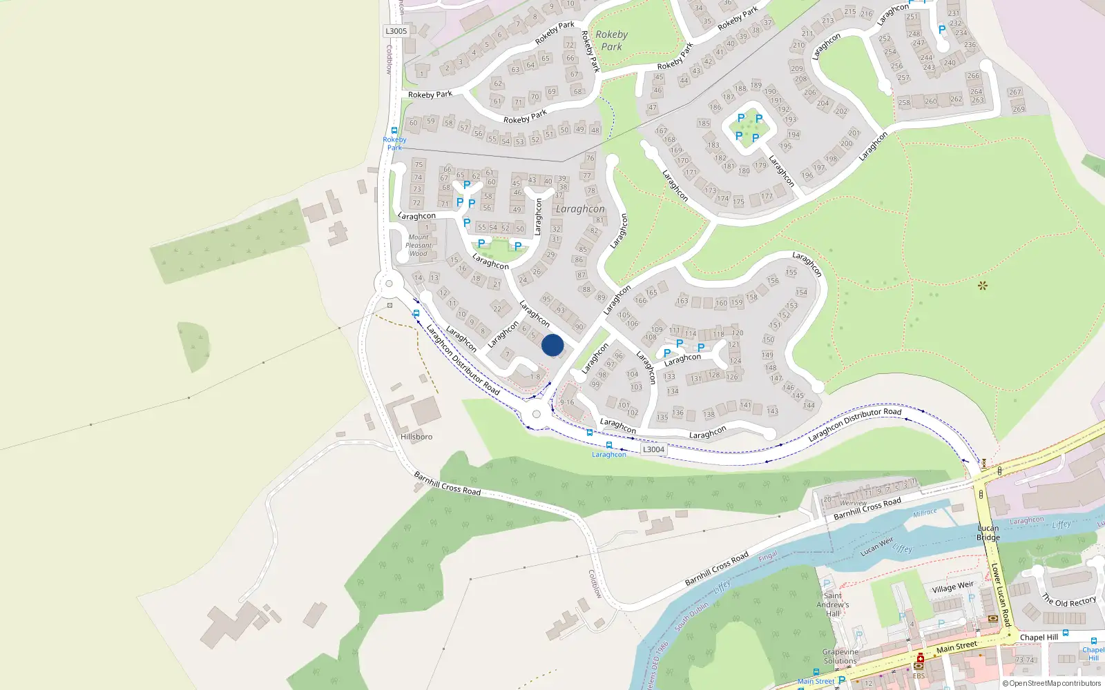 Overhead map showing the location of Flat 1/2, Laraghon, Lucan