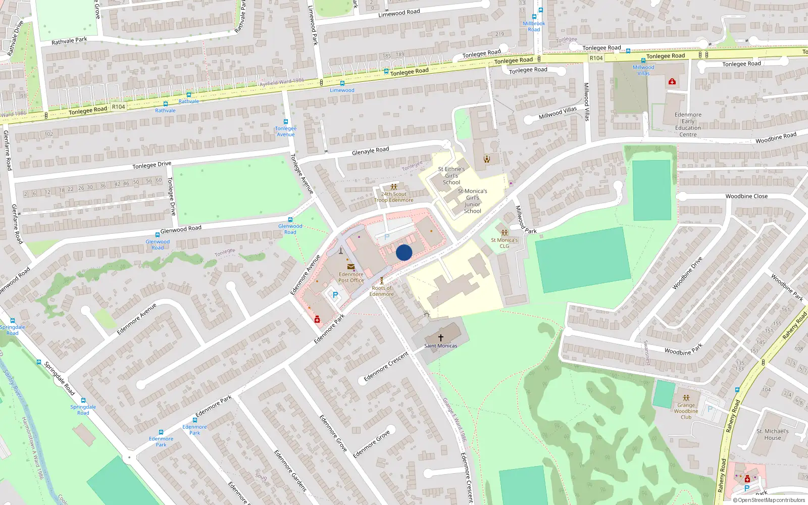 Overhead map showing the location of Flat A, Unit 10 Edenmore Shopping Centre, Rahney